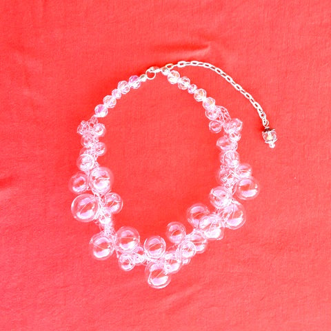 Clear Hand Blown All Glass Bubble Statement Choker - Unique One of a Kind Gift for Her