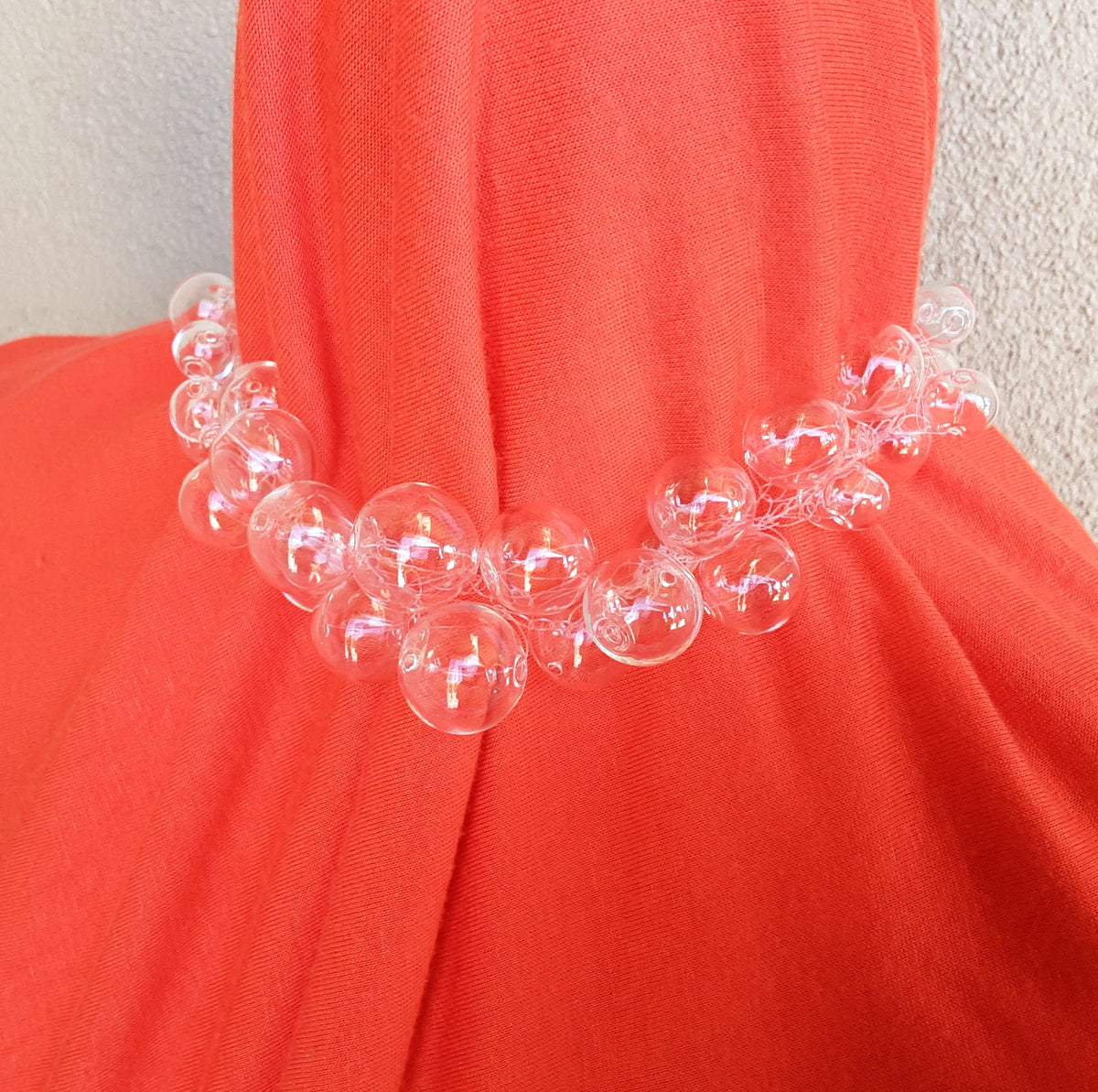 Clear Hand Blown All Glass Bubble Statement Choker - Unique One of a Kind Gift for Her