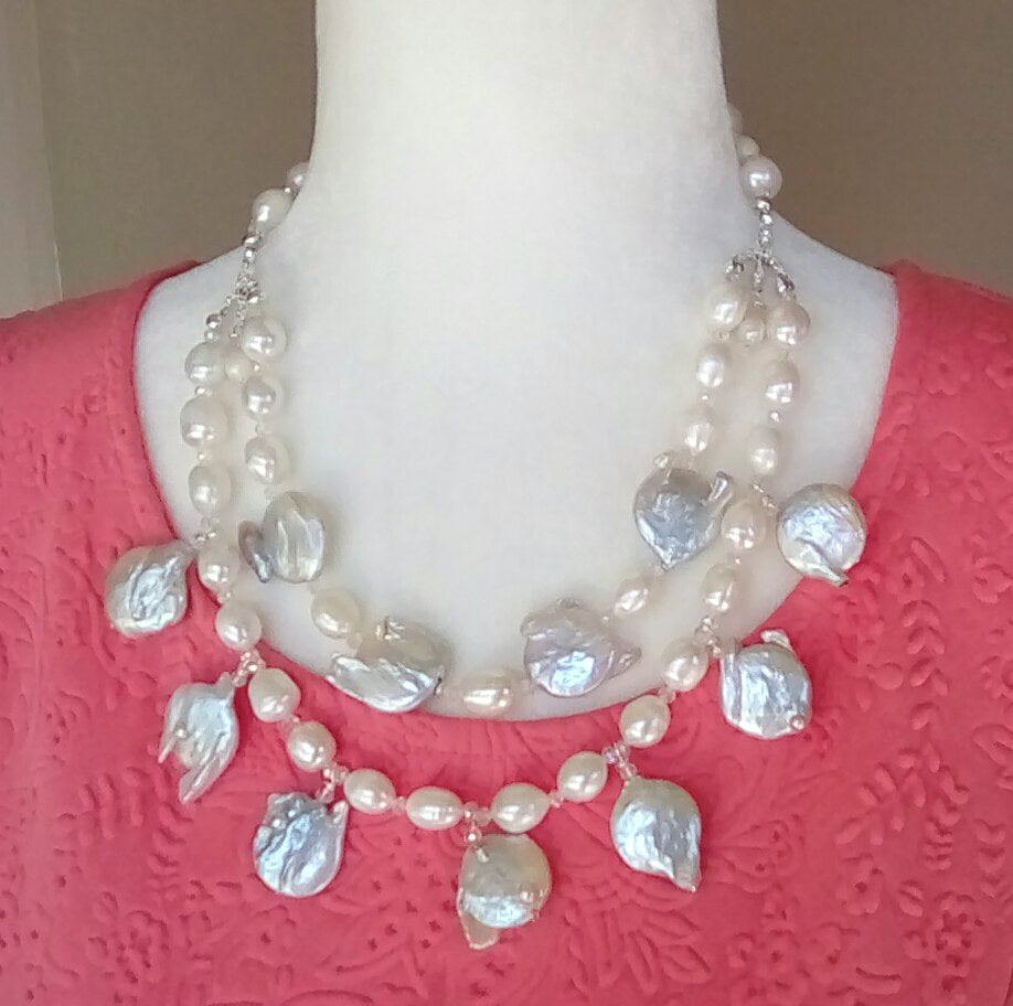Baroque Pearl Long Necklace Multi Color - Inspiring