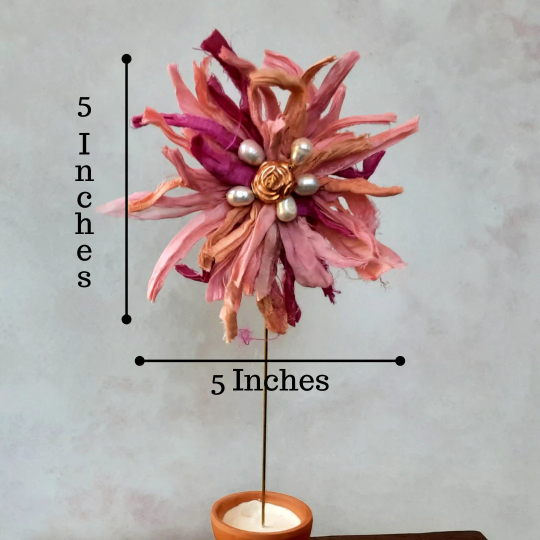 Silk Ribbon Flower Brooch Pin - Large Sari Ribbon Floral Hair Clip - Colorful Fiber Corsage - Unique Gift for Her