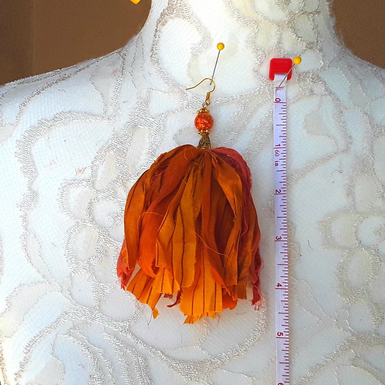 Burnt orange store tassel earrings