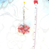 Peach Sari Silk Ribbon Dangle Flower Statement Earrings - Boho Fabric Earrings