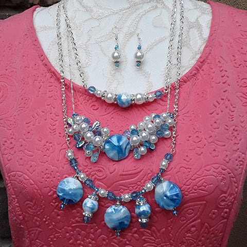 Maximalism Cluster Pearl Layered Necklace Set - Couture Gift for Her