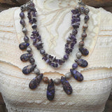 Boho Amethyst Multi-Strand Statement Necklace, Unique Gift for Her, Iris Apfel Inspired