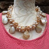 Unique Freshwater Pearl Bridal Statement Necklace, Chunky Wedding Necklace, OOAK Fancy Gift for Her