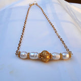 Modern Maximalist Freshwater Pearl Bridesmaid's Gold Bar Necklace Set - Unique Gift for Her