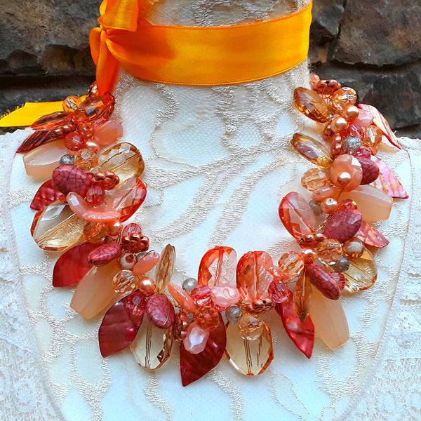 Amazon.com: Orange Necklace,Purple Necklace,Fashion Fashion,Bead Necklaces,Layered  Necklaces,Statement Necklace,Bib Necklace,Chunky Necklace,Bridesmaid  Gifts,Gift Ideas For Women : Handmade Products