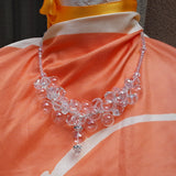 Bridal Clear Hand Blown Glass & Crystal Statement Necklace - Designer Inspired Collar
