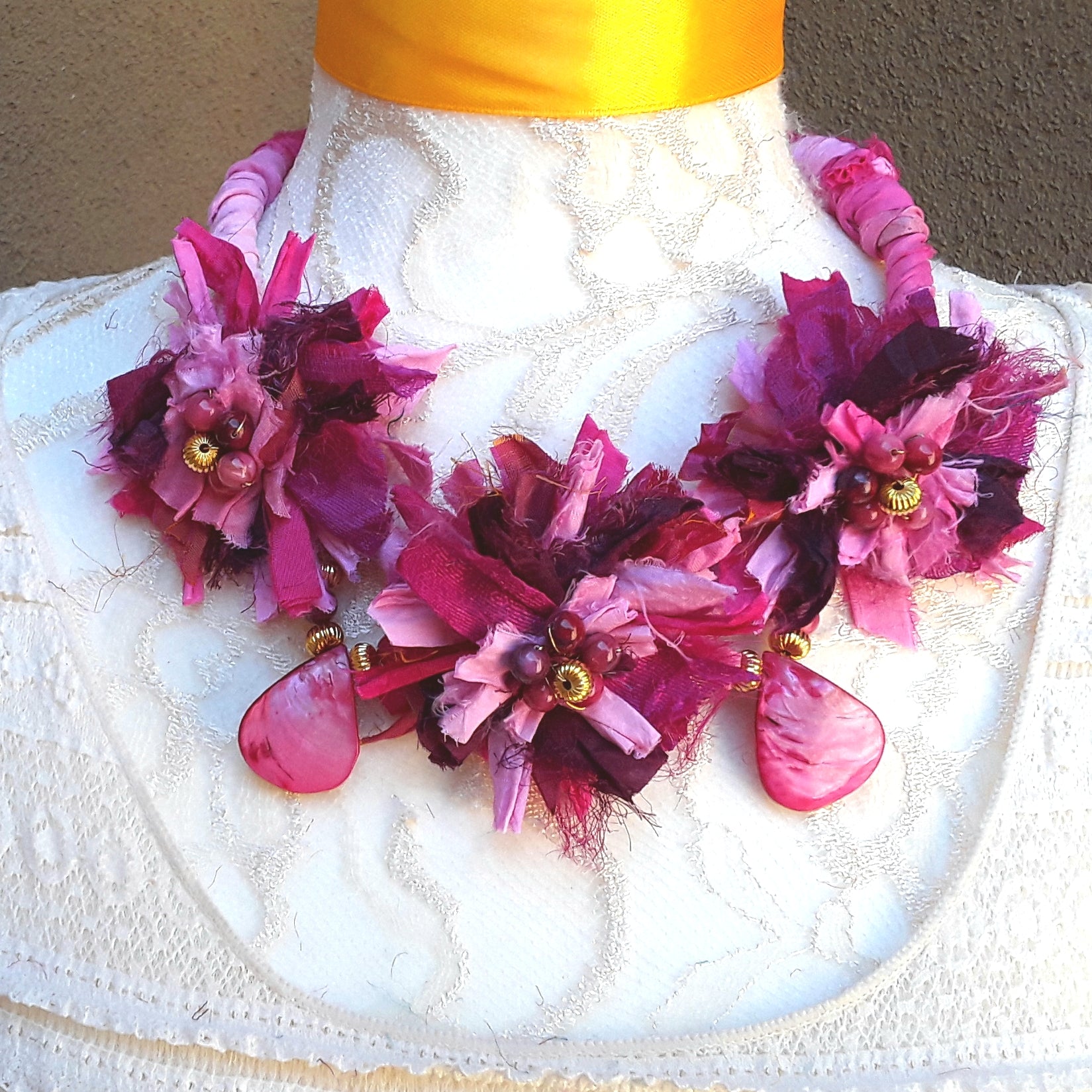 Amazon.com: Pink Bib Statement Necklace For Women : Handmade Products
