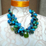 Turquoise Chunky Statement Necklace, Colorful Mother of the Bride Bib, Gift for Her