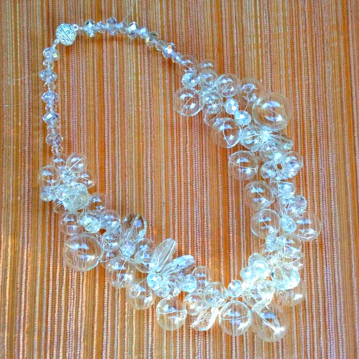 Bridal Hand Blown Glass and Crystal Statement Necklace - Chanel in Bubbles!