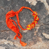 Burnt Orange Boho Flower Silk Ribbon Statement Choker - Unique Gypsy Style Gift for Her