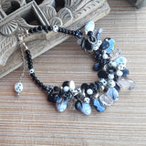 Unique Black and White Designer Inspired Wire Statement Necklace - Mother of the Bride Collar