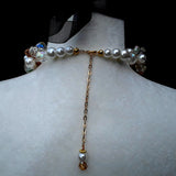 Pearl & Crystal Chunky Twisted Wire Statement Necklace, Wedding Jewelry, Holiday Party Gift