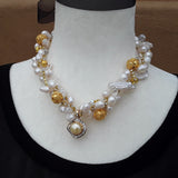 Freshwater Pearl Designer Inspired Vintage Statement Necklace - Unique Chunky Gift for Her