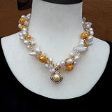 Freshwater Pearl Designer Inspired Vintage Statement Necklace - Unique Chunky Gift for Her