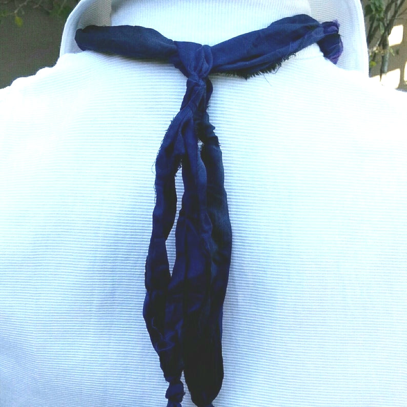 Violet Sari Ribbon Boho Statement Collar, Gypsy Style, Recycled Sari Silk Ribbon, Gift for Her