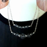 Layered Modern Hand Blown Glass Bubble Necklace Set in Gold or Silver Plate Chain