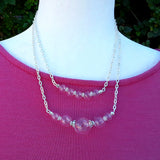 Layered Modern Hand Blown Glass Bubble Necklace Set in Gold or Silver Plate Chain