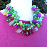 Chartreuse Chunky Twisted Wired Spring Statement Necklace -  Unique Mother of the Bride Collar