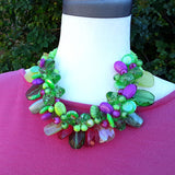 Chartreuse Chunky Twisted Wired Spring Statement Necklace -  Unique Mother of the Bride Collar