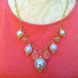 Modern Pearl Bubble Cluster Gold Plated Chain Statement Necklace - Unique Gift for Her