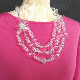Hand Blown Clear Glass Beads Multi-Strand Statement Necklace, Designer Inspired  Bubbles!!