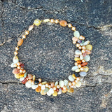 Chunky Semi Precious Stone Statement Necklace,  Unique Twisted Wire Gemstone Necklace