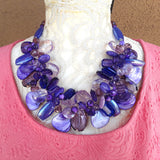 Violet Colorful Chunky Cluster Statement Necklace, Unique Gift for Her, Mother of the Bride Bib