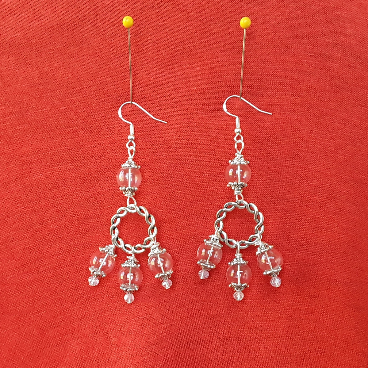 Unique Clear Glass Bubble Chandelier Earrings in Tibetan Silver or Gold Plated - Unique Bridal Statement Long Dangles