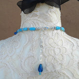 Sky Blue Designer Inspired Unique Statement Cluster Necklace - Chunky Colorful Gift for Her