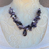 Amethyst Designer Inspired Statement Necklace - Cluster Gemstone Gift for Her