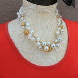 Unique Designer Inspired Pearl Bridal Statement Necklace - Chunky Gold Artisan Gift for Her