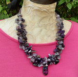 Amethyst Chunky Statement Necklace, Colorful Mother of the Bride Collar, Gift for Her