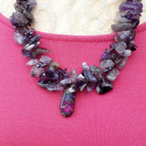 Amethyst Chunky Statement Necklace, Colorful Mother of the Bride Collar, Gift for Her