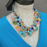 Unique Spring Wire Wrapped Statement Necklace - Colorful Gift for Her - Mother of the Bride Bib