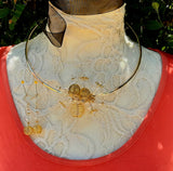 Clear Hand Blown Glass Wire Bridal Choker in Plated Gold - Unique Modern Bubble Gift for Her