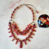 Chunky Gemstone Statement Necklace, Unique Twisted Wire Collar, Jasper Gift for Her