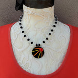 Clear Glass Bubble Statement Necklace with Fused Glass Pendant - Unique Colorful Gift for Her - Modern One of a Kind Strand