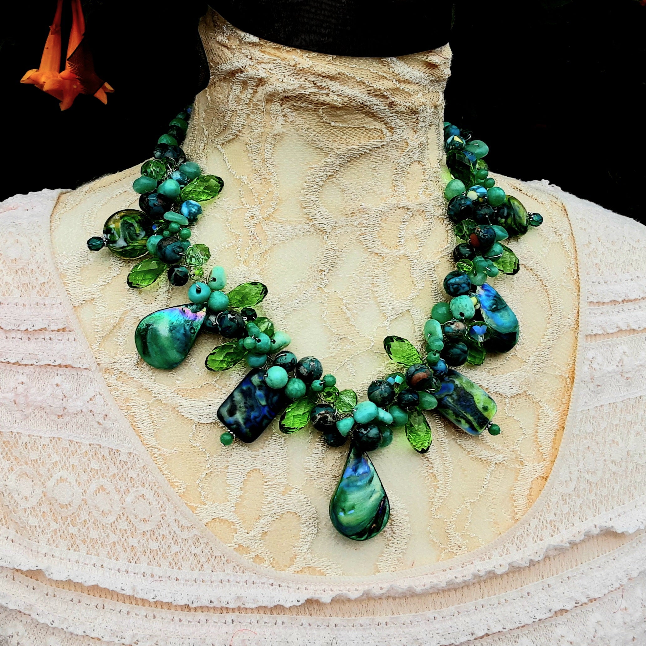Balinese Handmade Green Beaded Chunky Necklace Jewelry | eBay