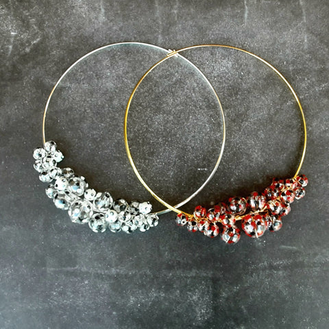 Clear Hand Painted Glass Bubble  Wire Choker in Gold  - Unique Modern Bubble Gift for Her  - Cluster Statement Necklace