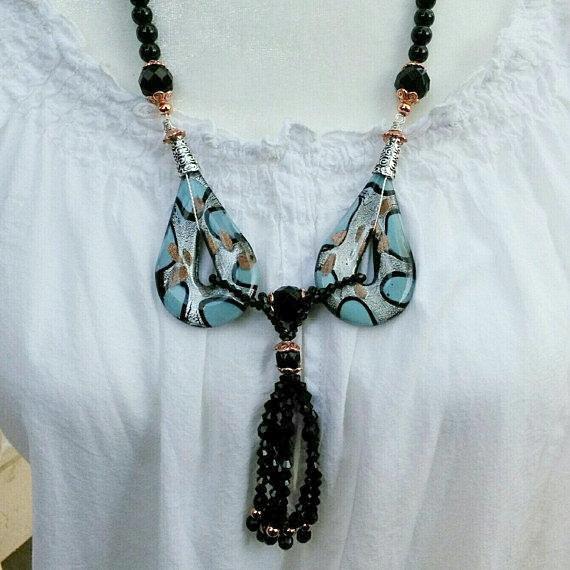 Il Murano di Francesca Murano Glass Bead Tassel Pendant w/ Chain main image 1
