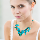 Unique Turquoise Gemstone Statement Necklace - One of a Kind Cluster Wire Gift for Her