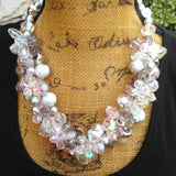 Crystal Statement Necklace, Chunky Statement Necklace, Silver Bib, Crystal Collar, Designer Inspired