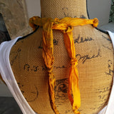 Recycled Sari Silk Ribbon Boho Statement Necklace, Gypsy Style Artisan Bib