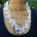 Bridal Hand Blown Clear Glass & Crystal Statement Necklace, Wedding Collar, Designer Inspired