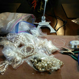 Multi-strand Freshwater Pearl Necklace, Bridal Cluster Statement Collar, OOAK Wire Wrapped Collar