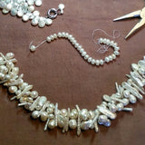 Multi-strand Freshwater Pearl Necklace, Bridal Cluster Statement Collar, OOAK Wire Wrapped Collar