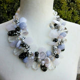 White and Black Statement Necklace, Chunky Necklace, Unique OOAK Statement Collar