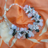 White and Black Statement Necklace, Chunky Necklace, Unique OOAK Statement Collar